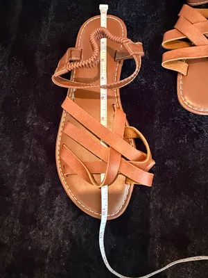 Shein Cognac PU Leather Cross Strap Adjustable Flat Sandal Size 9 EU 40 thumbnail 6