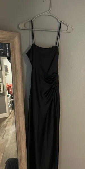 ZARA silk black dress size S thumbnail 1