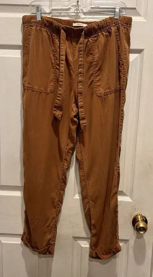 Cynthia Rowley Womens Large Rust Brown 100% Lyocell Elastic‎ Waist Jogger Pants thumbnail 1