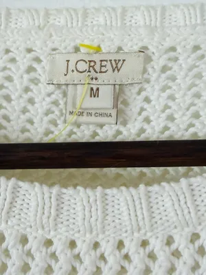 Set of 2 J.Crew Womens M Open Knit Sweaters Mint Green Ivory Cotton NWOT thumbnail 8