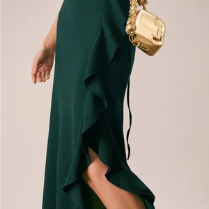 Rihoas Green Ruffle Cross Back Strap Maxi Dress thumbnail 3