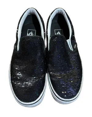 VANS OTW Black Sequin Slip On Skating Casual Shoes Sneakers Women's 5.5‎ thumbnail 1