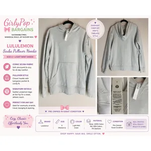 Lululemon Scuba Pullover Hoodie Mint Green Womens Size 6 LW3DAMS thumbnail 2