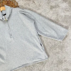 J.Crew University Terry Long Half-Zip Tunic Sweatshirt Heather Grey Cozy Chic thumbnail 7