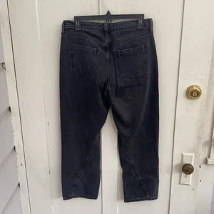 Banana Republic High Rise Barrel Leg Jeans Size 28R Washed Black Cropped Cotton thumbnail 4