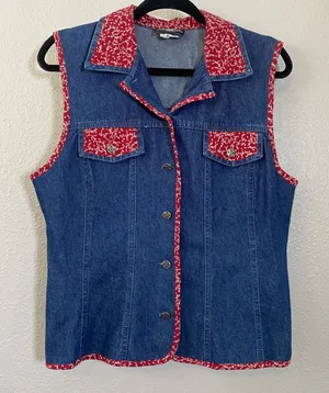 Western Denim Top Size‎ 8 Vintage 90s Rodeo Country Cowgirl Jean Casual Summer thumbnail 1