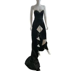 Studio 17 Prom Black White Strapless Beaded High Low Ruffle Gown 2715 Sz 2 thumbnail 13