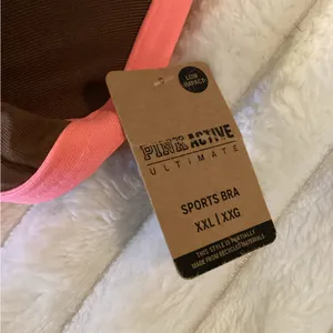 PINK Victoria's Secret Brown Longline Bralette with Pink Trim thumbnail 2