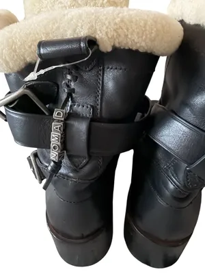 COACH Women’s Black Leather Zip Moto Boots Size 7 thumbnail 5