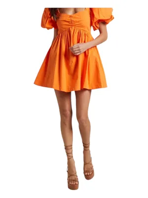 Showpo Orange Puff Sleeve Mini Dress Babydoll Tennessee Game Day 6 thumbnail 3