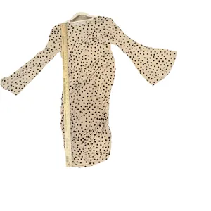My Bump Maternity Dress, Polka Dot Bell Sleeves Body Con Dress,taupe And Black L thumbnail 8