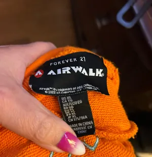 Forever 21 X Airwalk Collab Orange Cropped Hoodie Size XL thumbnail 4