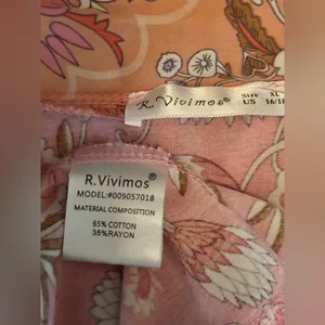 R. Vivimos Floral Pink Kimono Robe Size XL. F47 thumbnail 14