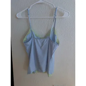 Unbranded‎ Pastel Blue Lace Trim Camisole Adjustable Straps V-Neck Cami Top thumbnail 4