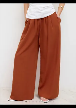 Orange Lightweight Flowy Pants thumbnail 3