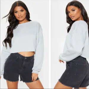 BROOKLYN Graphic Letter Cropped Long Sleeve Grey Sweatshirt, Lightweight sz. S thumbnail 9