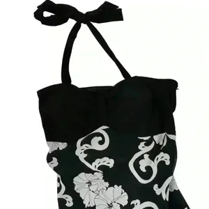 White House Black Market Women's Halter Neck Floral Dress Size 8 Black‎ thumbnail 4