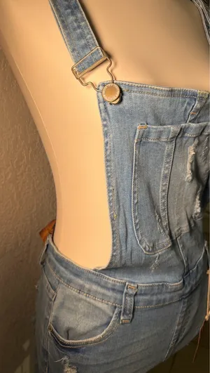 I&M Jeans Light Blue Denim Mid-Rise Overalls thumbnail 3