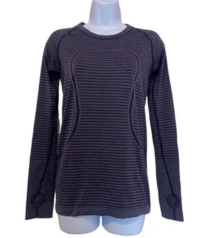 Lululemon Swiftly 6 Tech Striped‎ purple Long-Sleeves Shirts thumbnail 1