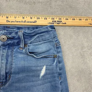 American Eagle Skirt Womens 0 Blue‎ Jean Curvy High Rise Ripped Distressed Denim thumbnail 2