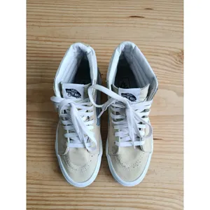 Vans Sk8-Hi High Top Sneakers Men's 6.5 Women's 8 Beige Blue Canvas Skate Shoes thumbnail 9