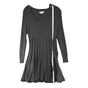 Dana Buchman Sweater Dress With Scarf‎ XL Gray Ribbed Fit Flare Timeless Career thumbnail 7