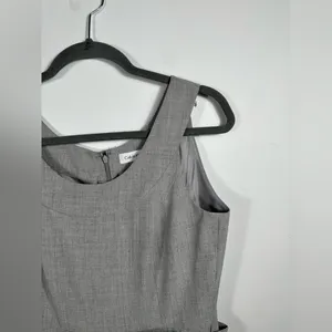 Calvin Klein Gray Fit & Flare Dress Size‎ 6 Sleeveless Belted A-Line Career thumbnail 4