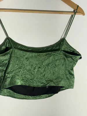 NWOT Hope for Flowers by Tracy Reese Beaded Cami Green Top 100% Naia Acetate thumbnail 12
