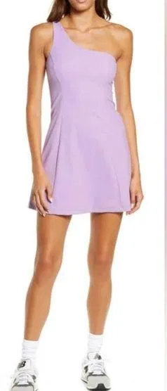 NWT Outdoor Voices SOLD OUT One Shoulder Dress Built in Shorts Lavender Size L thumbnail 1