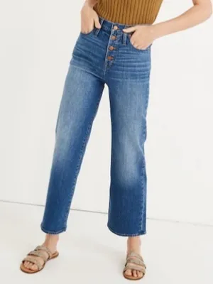 Madewell‎ Slim Wide Leg Jeans 23 Olympia High Rise Button Fly Quiet Luxury 90s thumbnail 1