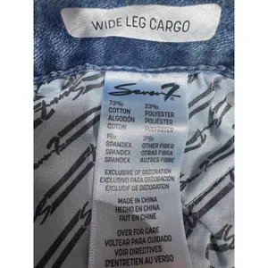Seven7‎ Size 14 Wide Leg Cargo Jeans Y2K Utility Denim Light Wash Boho thumbnail 3