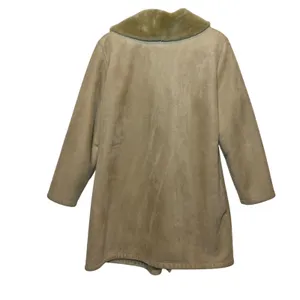 Chaps Women's Faux Suede Coat Jacket Toggle Front Sherpa‎ Collar Beige Mobwife thumbnail 5