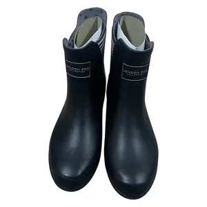 London Fog Piccadilly Striped Rain Boots Black Ankle Rubber Waterproof Size 8M thumbnail 2