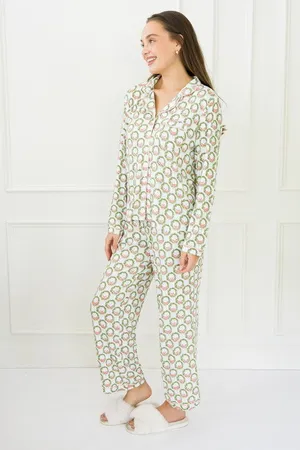 Mary Square Charlotte Long Sleeve Button-Up Pajama Top and Pants Set Deck The Halls thumbnail 3