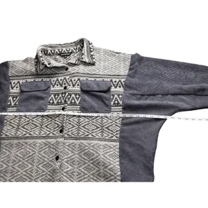 Davi‎ & Dani Womens 1XL Grey Aztec Corduroy Mixed Media Oversized Shacket Jacket thumbnail 10