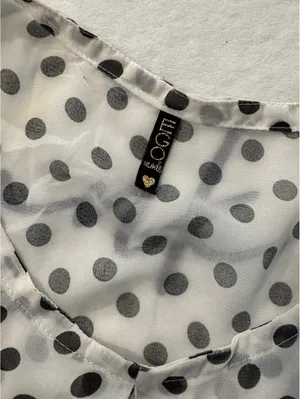 EGO Women's Polka-Dot Top with Pleated Shoulders Size L thumbnail 3