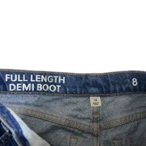J.Crew Full Length Demi Boot Solid Jeans Blue Raw Hem High Rise Size 28 thumbnail 6