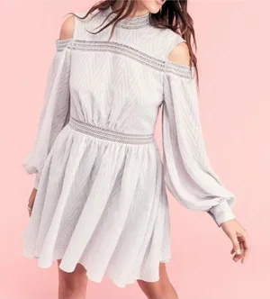 Acler Aslan Lavender Cold Shoulder Textured Dress Sz 4 thumbnail 1