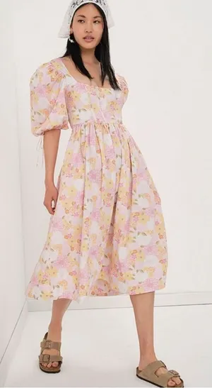 New For Love And Lemons Carrie Midi Dress Xxs thumbnail 1