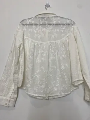 Lulus White 3D Floral Appliqué Embroidered Button Down  thumbnail 5