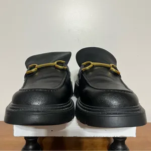 Women's Lulus Ranae Black Slide On Loafers Black Gold‎ Horsebit Hardware Size 10 thumbnail 8