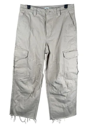 Aritzia TNA Corbett Mid Rise Cargo Pants Womens 6 Wide Leg Khaki Canvas Utility thumbnail 1