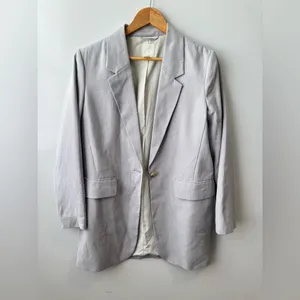 H&M Blazer‎ Oversized Gray One Button Business Casual Jacket XS thumbnail 2
