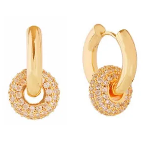NWT 14K GP “Do everything in Love” CZ ring hoop earrings thumbnail 3