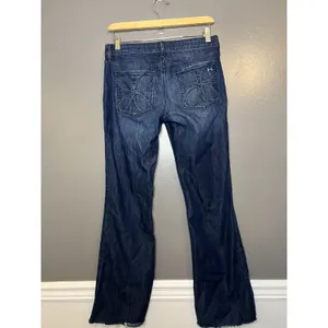 Habitual Jeans Womens 27 Dark Wash Bootcut Raw Hem Made In USA Stretch Denim thumbnail 4