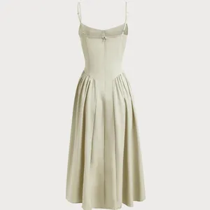 RIHOAS Green Square Neck Pocket Slip Midi Dress L thumbnail 7