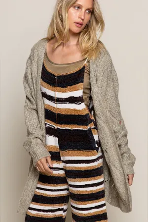 POL Diamond Eyelet Pattern Open Knit Cardigan size large thumbnail 1