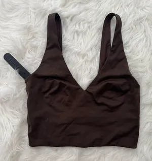 Nike Skims Matte V-Neck Longline Bra Dark Sepia Size XS thumbnail 1