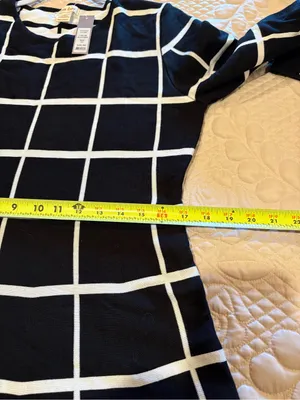 Luxxe Lane long-sleeve knit sweater dress black white women’s XL NWT thumbnail 7