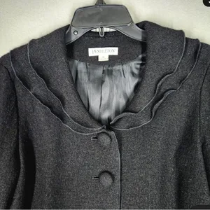Pendleton Black Wool Jacket Women’s Button Front Ruffle Collar Classic Size Med thumbnail 3
